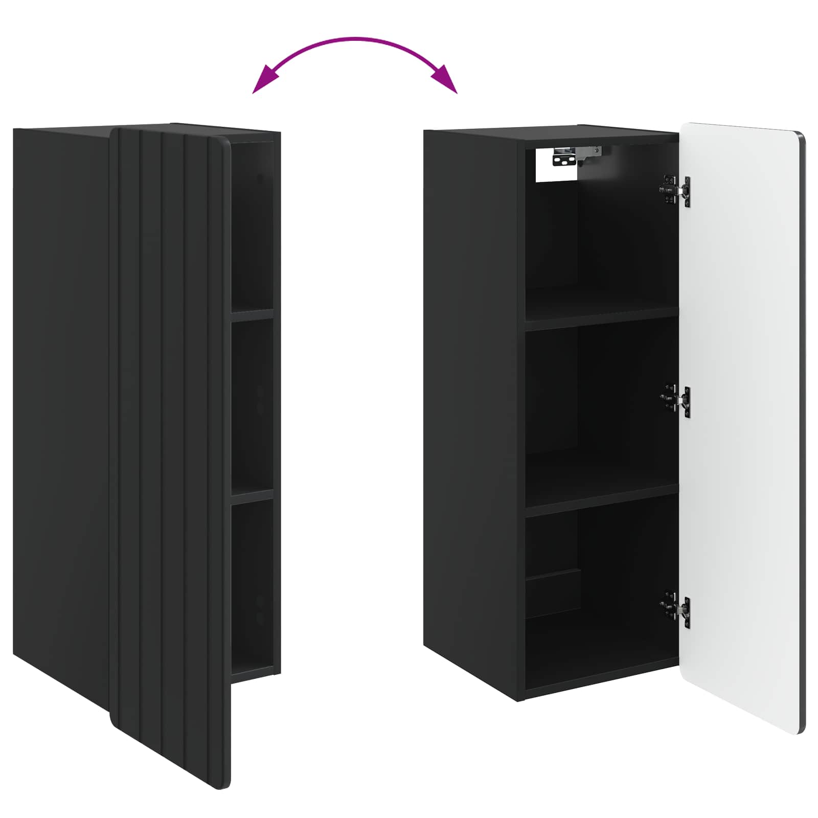 Wandschrank Schwarz 33 x 34,5 x 94 cm Holzwerkstoff