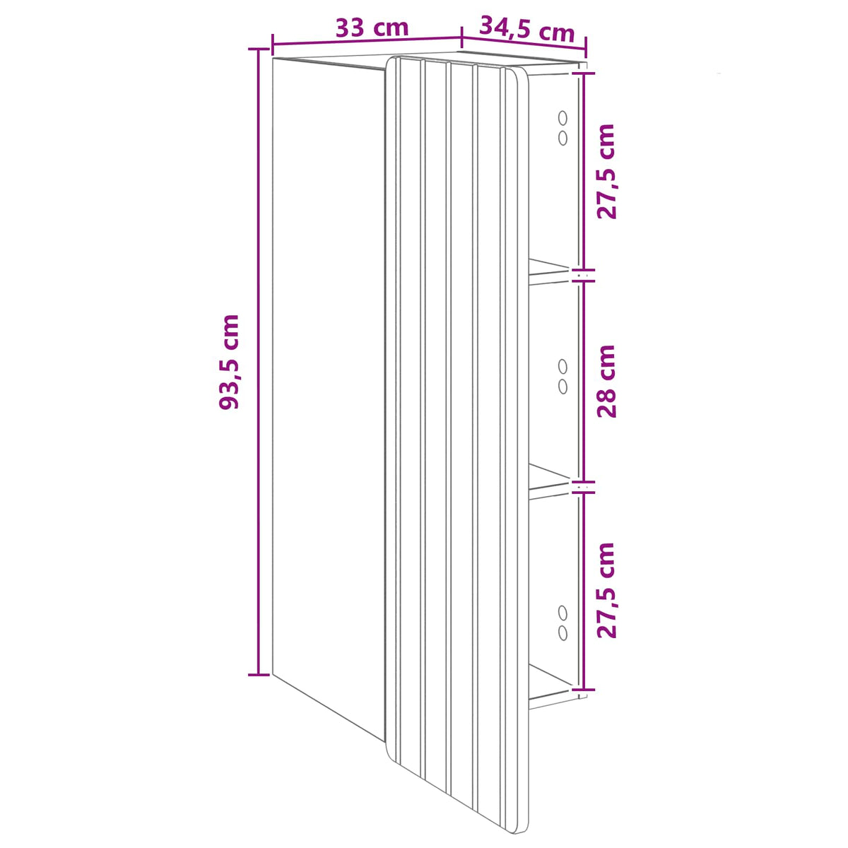 Wandschrank Sonoma-Eiche 33 x 34,5 x 94 cm Holzwerkstoff