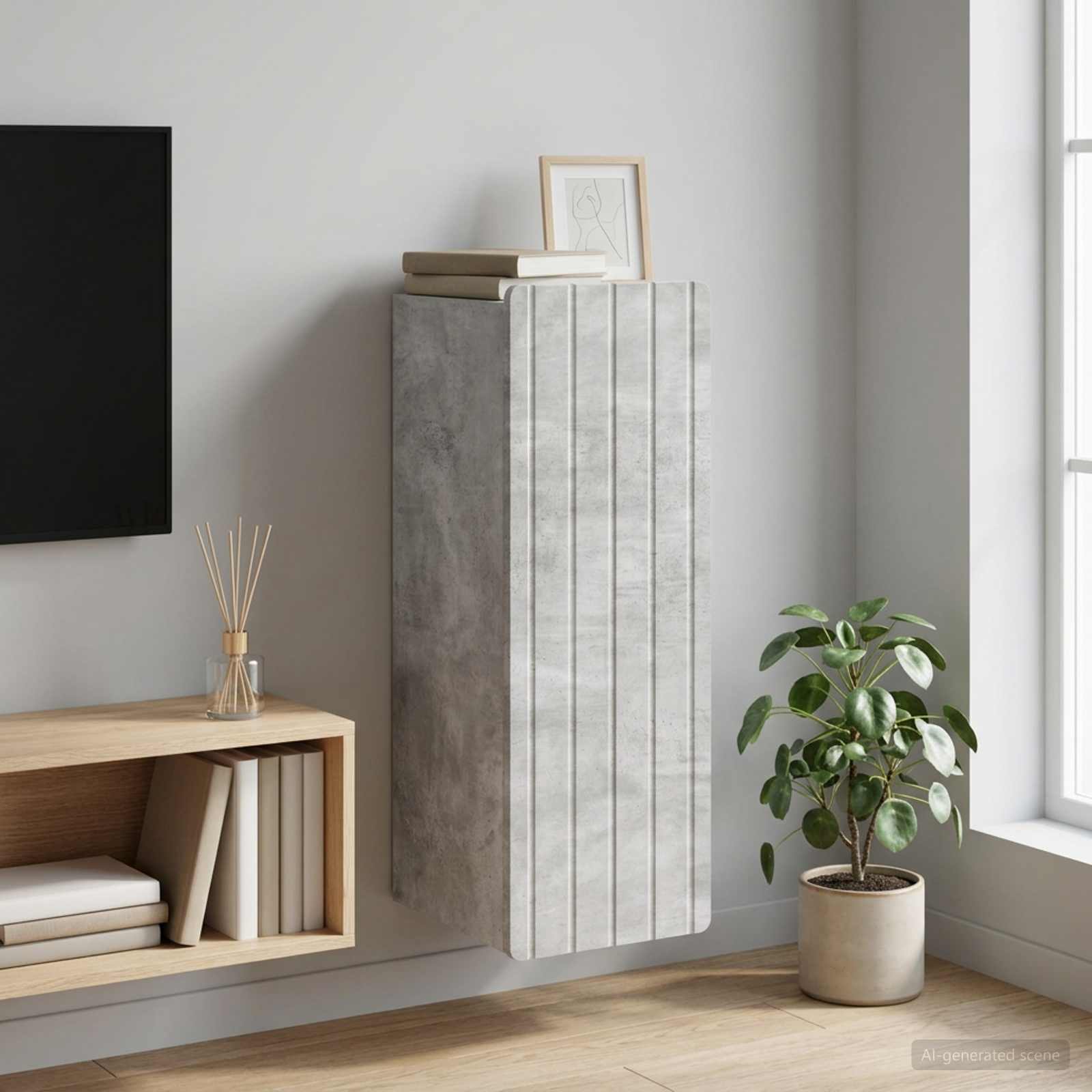Wandschrank Betongrau 33 x 34,5 x 94 cm Holzwerkstoff