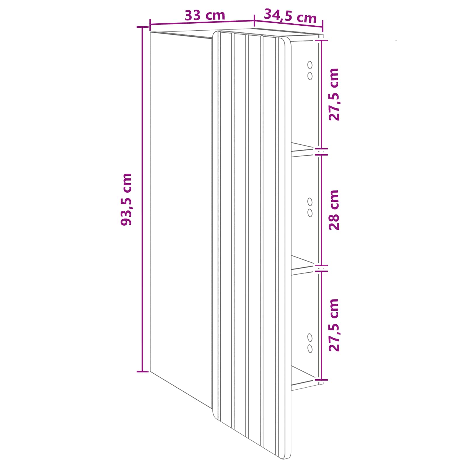Wandschrank Altholz 33 x 34,5 x 94 cm Holzwerkstoff