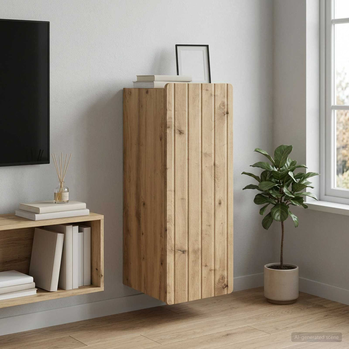 Wandschrank 33 x 34,5 x 94 cm Holzwerkstoff Artisan-Eiche