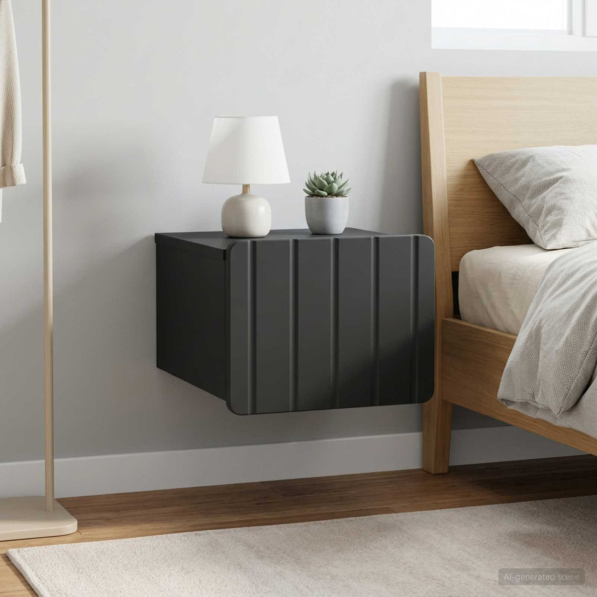 Wandmontierter Nachttisch 2 stk. Schwarz 33 x 34,5 x 24 cm