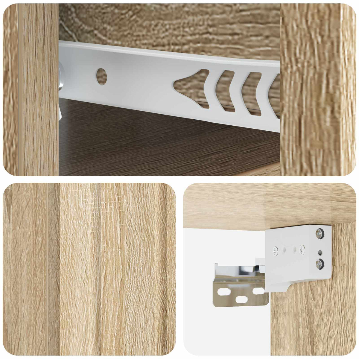 Wandmontierter Nachttisch 2 stk. Sonoma-Eiche 33 x 34,5 x 24 cm