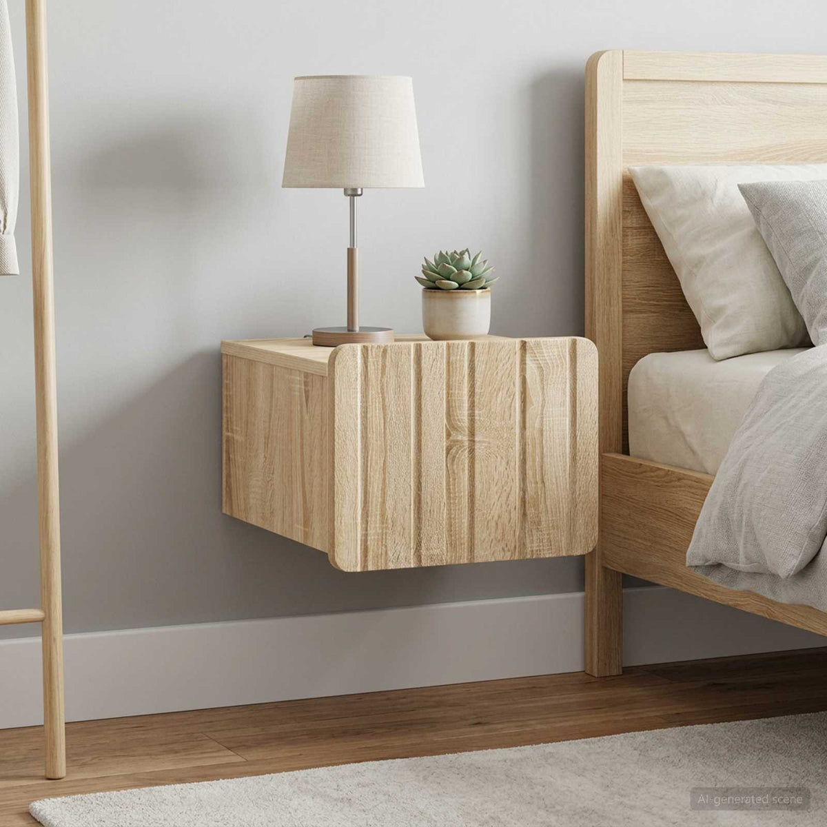 Wandmontierter Nachttisch 2 stk. Sonoma-Eiche 33 x 34,5 x 24 cm