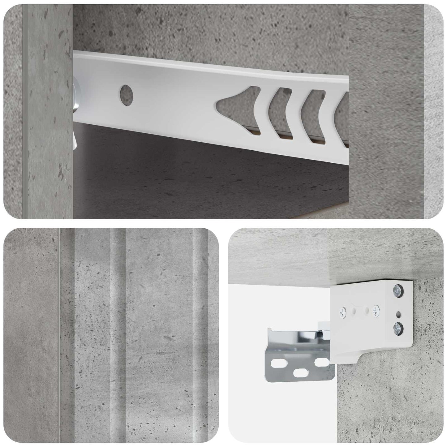 Wandmontierter Nachttisch 2 stk. Betongrau 33 x 34,5 x 24 cm