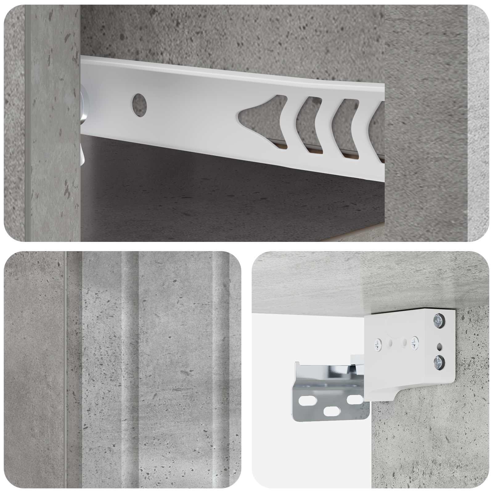 Wandmontierter Nachttisch 2 stk. Betongrau 33 x 34,5 x 24 cm