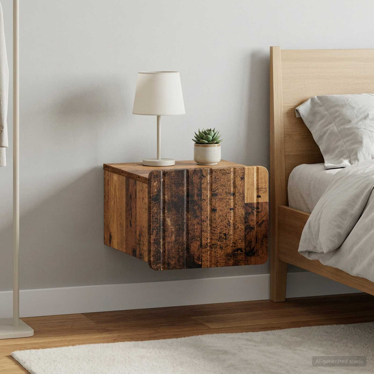 Wandmontierter Nachttisch 2 stk. Altholz 33 x 34,5 x 24 cm