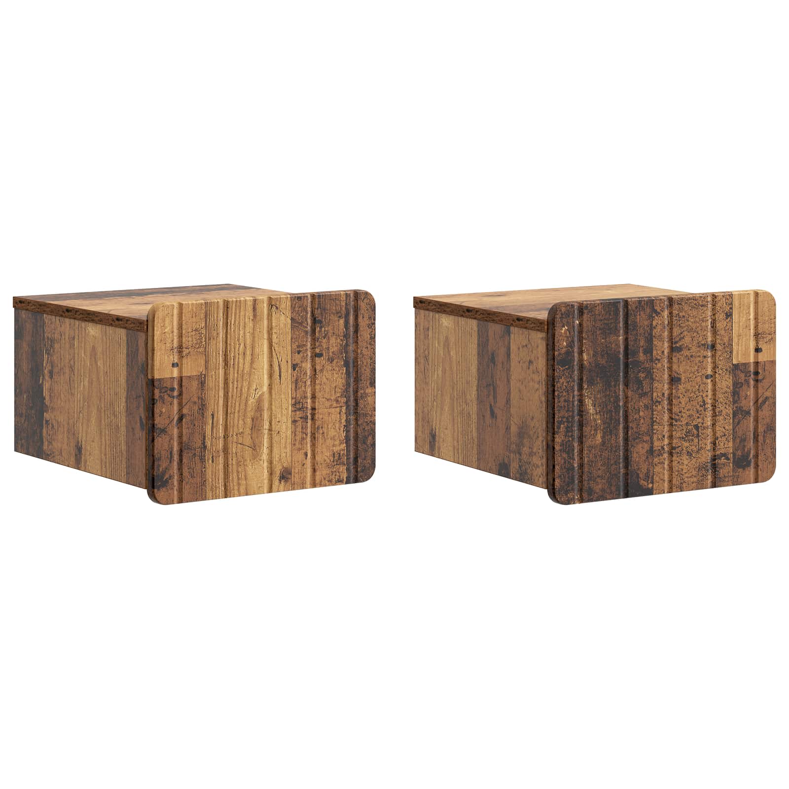 Wandmontierter Nachttisch 2 stk. Altholz 33 x 34,5 x 24 cm