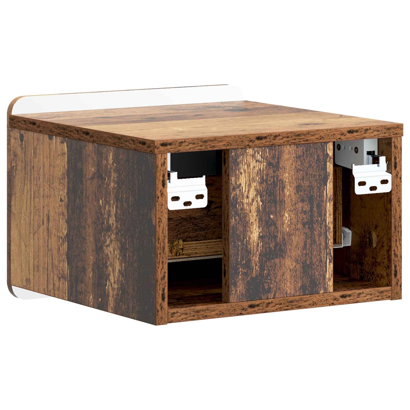 Wandmontierter Nachttisch 2 stk. Altholz 33 x 34,5 x 24 cm