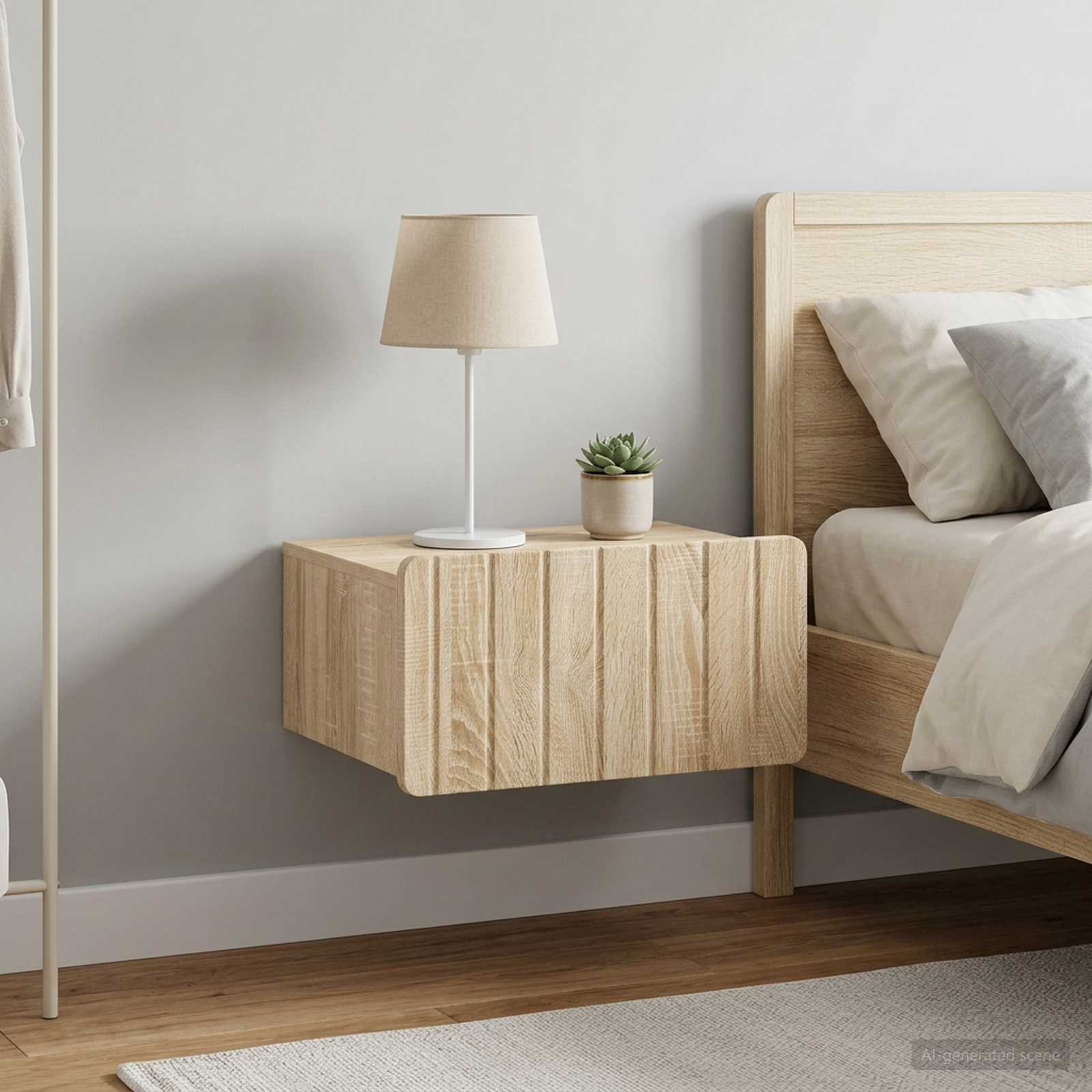 Wandmontierter Nachttisch 2 stk. Sonoma-Eiche 49 x 34,5 x 24 cm