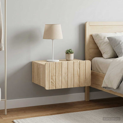 Wandmontierter Nachttisch 2 stk. Sonoma-Eiche 49 x 34,5 x 24 cm