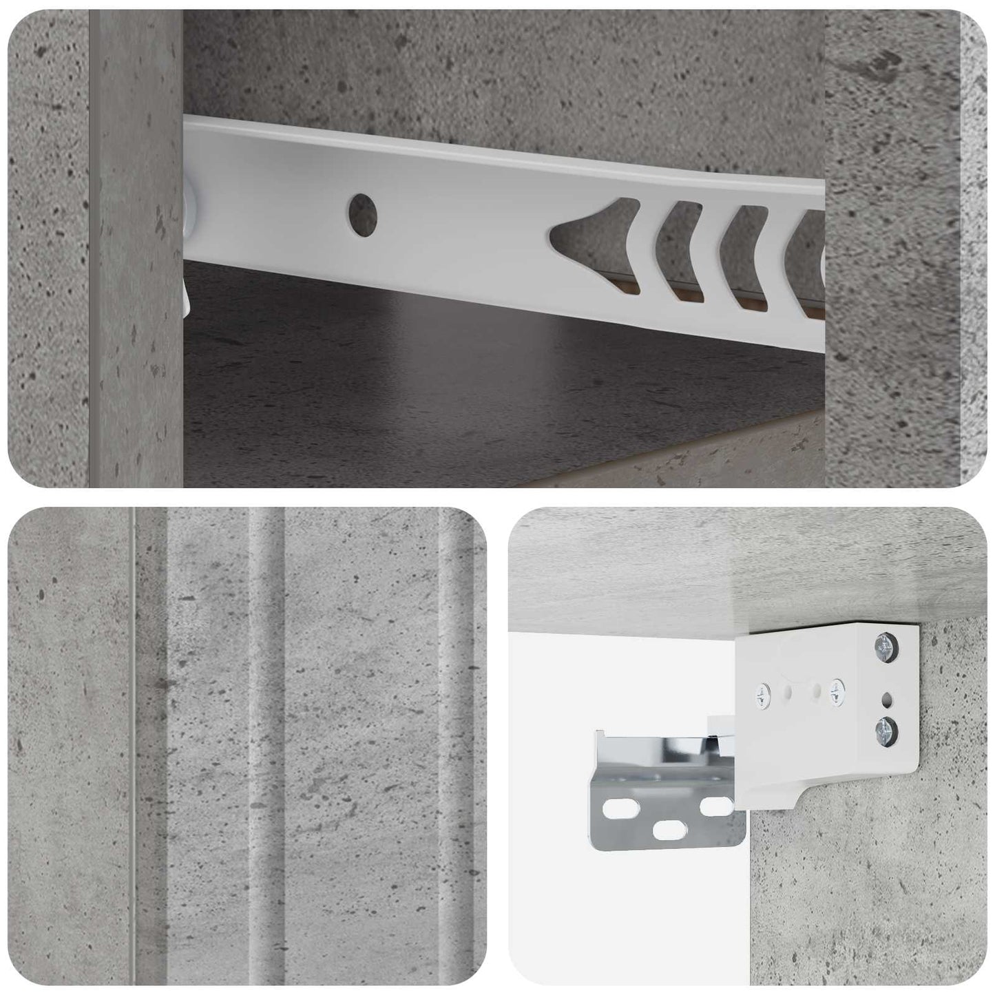 Wandmontierter Nachttisch 2 stk. Betongrau 49 x 34,5 x 24 cm