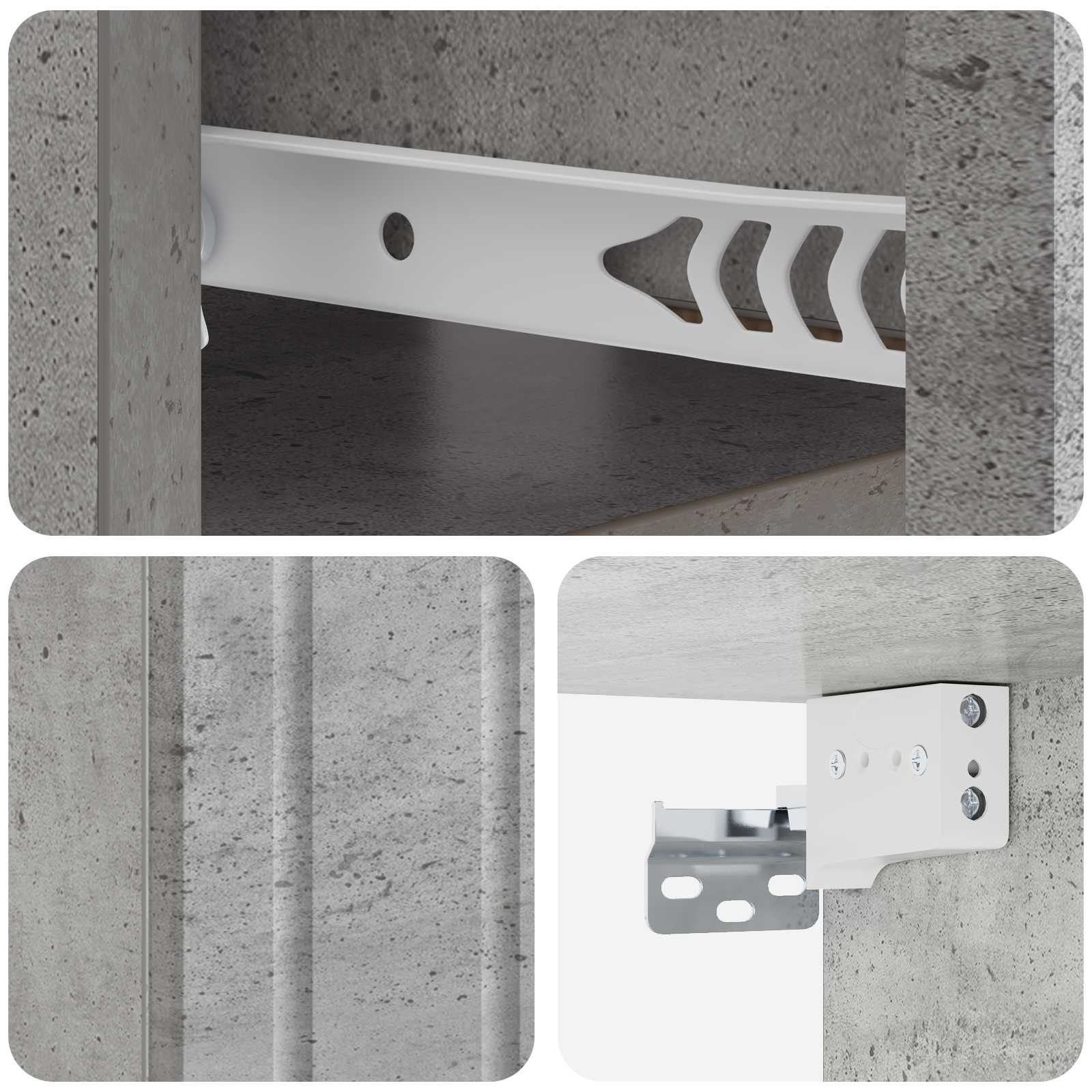 Wandmontierter Nachttisch 2 stk. Betongrau 49 x 34,5 x 24 cm