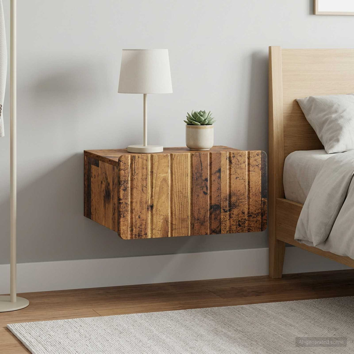 Wandmontierter Nachttisch 2 stk. Altholz 49 x 34,5 x 24 cm