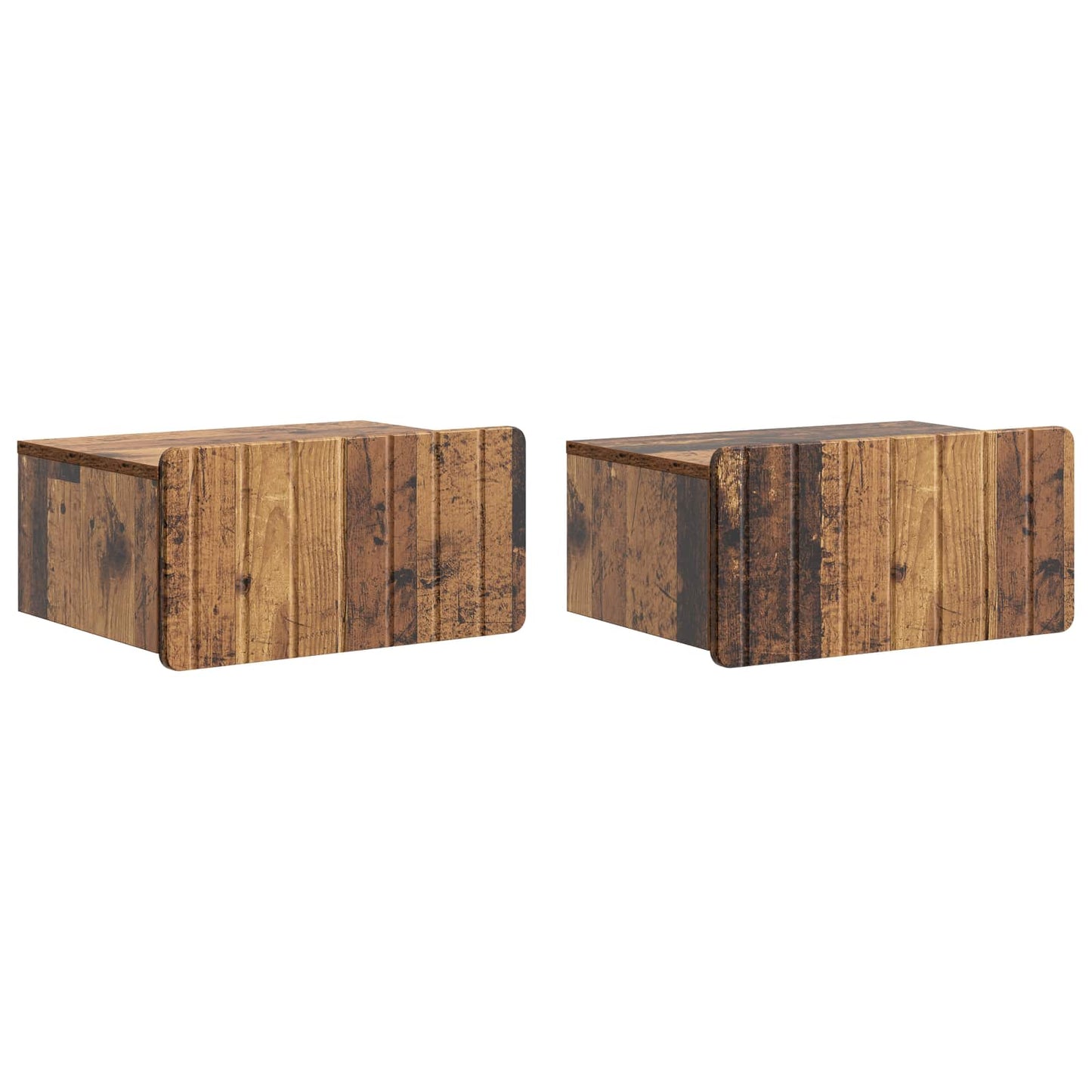 Wandmontierter Nachttisch 2 stk. Altholz 49 x 34,5 x 24 cm