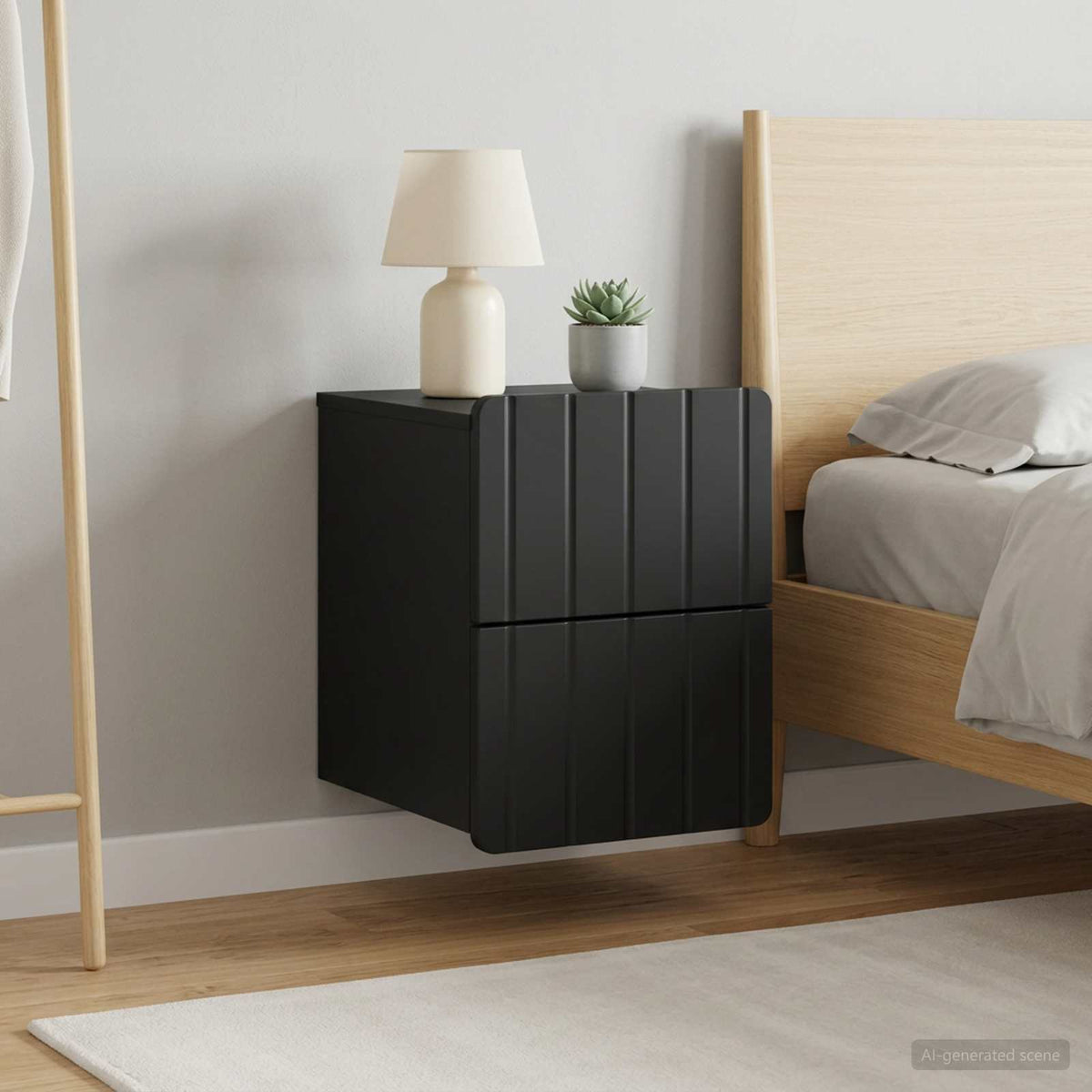 Wandmontierter Nachttisch 2 Stk. Schwarz 33 x 34,5 x 43 cm