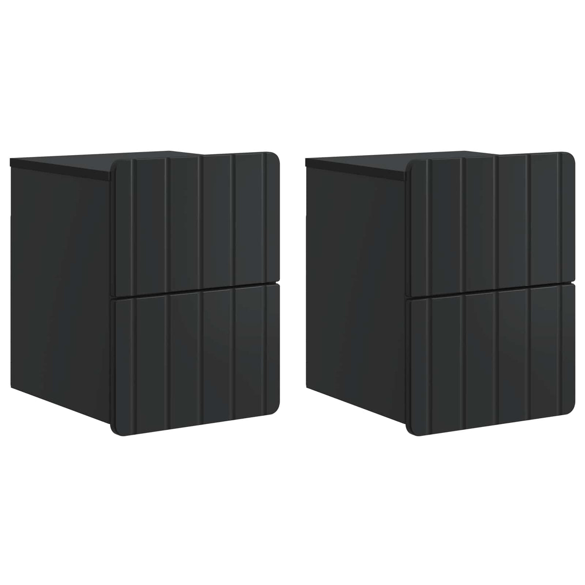 Wandmontierter Nachttisch 2 Stk. Schwarz 33 x 34,5 x 43 cm