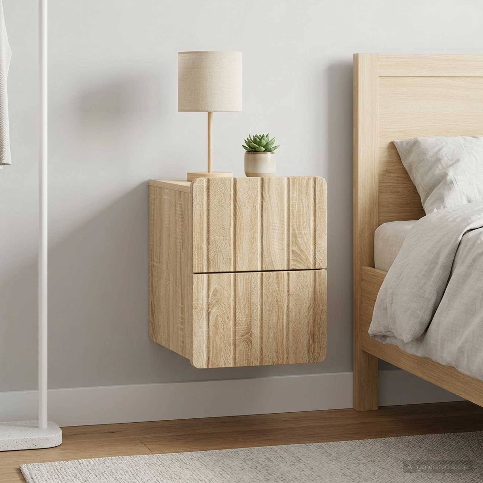 Wandmontierter Nachttisch 2 Stk. Sonoma-Eiche 33 x 34,5 x 43 cm