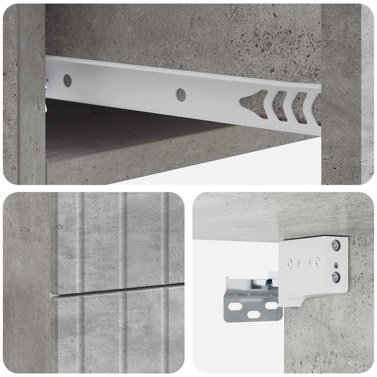 Wandmontierter Nachttisch 2 Stk. Betongrau 33 x 34,5 x 43 cm