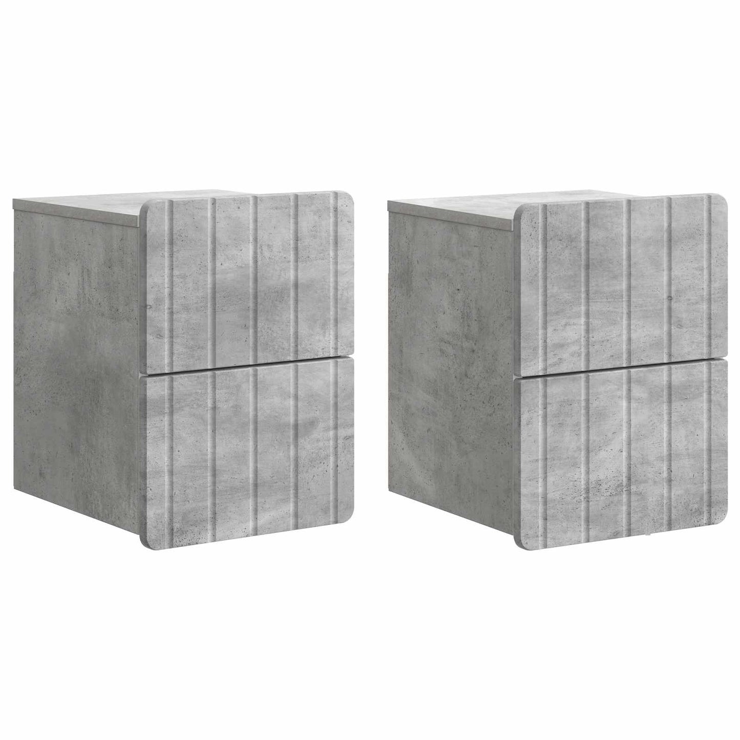 Wandmontierter Nachttisch 2 Stk. Betongrau 33 x 34,5 x 43 cm