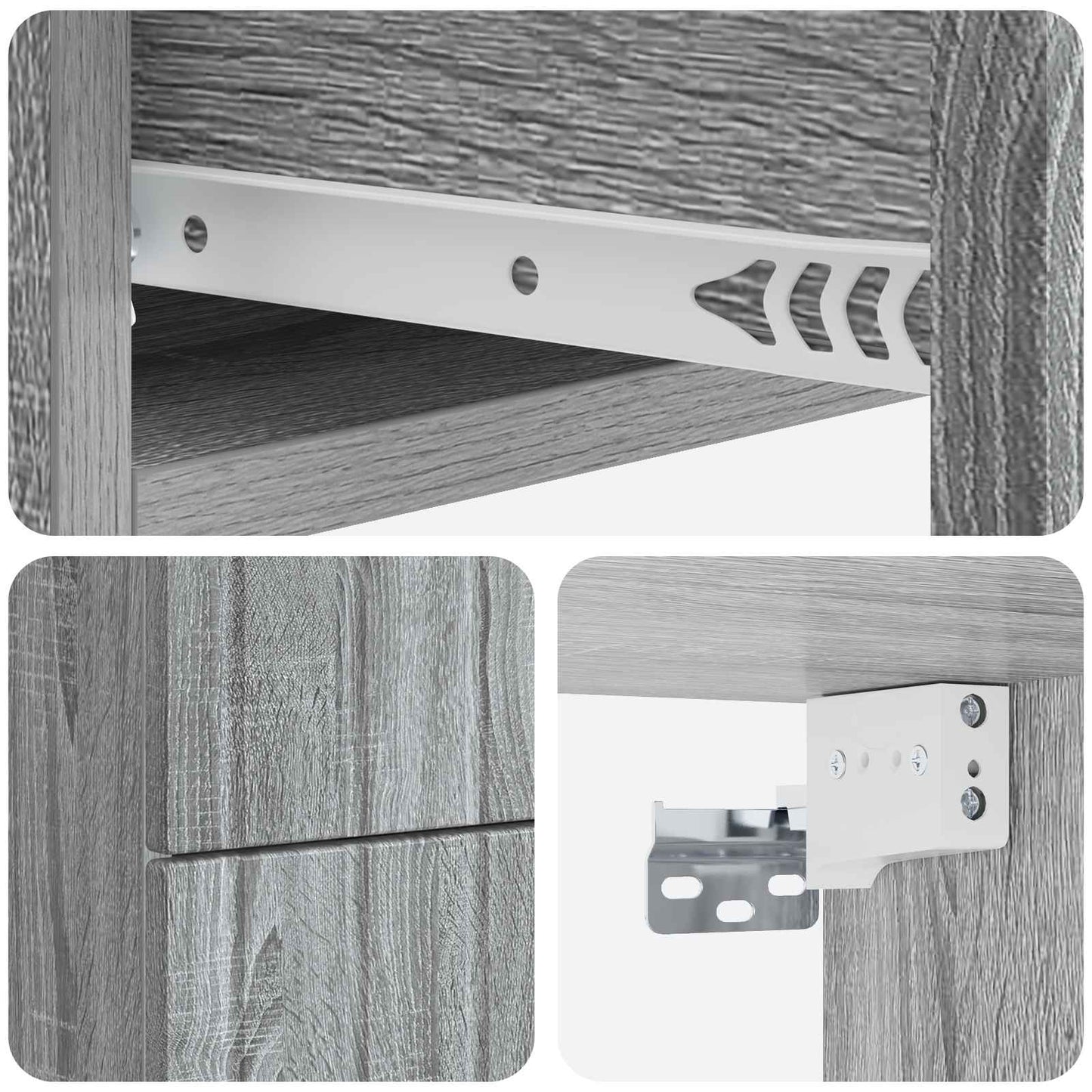 Wandmontierter Nachttisch 2 Stk. Sonoma-Grau 33 x 34,5 x 43 cm