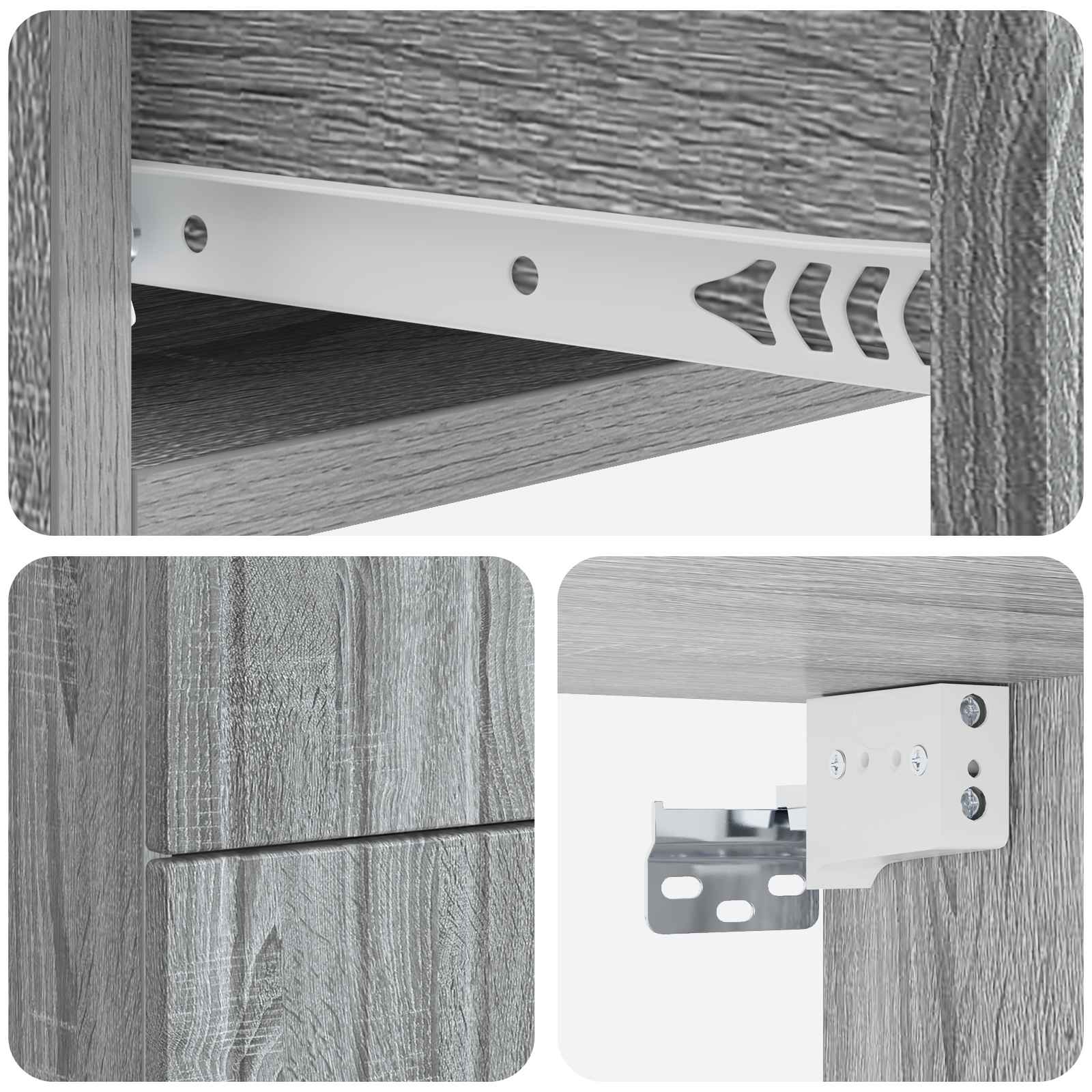 Wandmontierter Nachttisch 2 Stk. Sonoma-Grau 33 x 34,5 x 43 cm