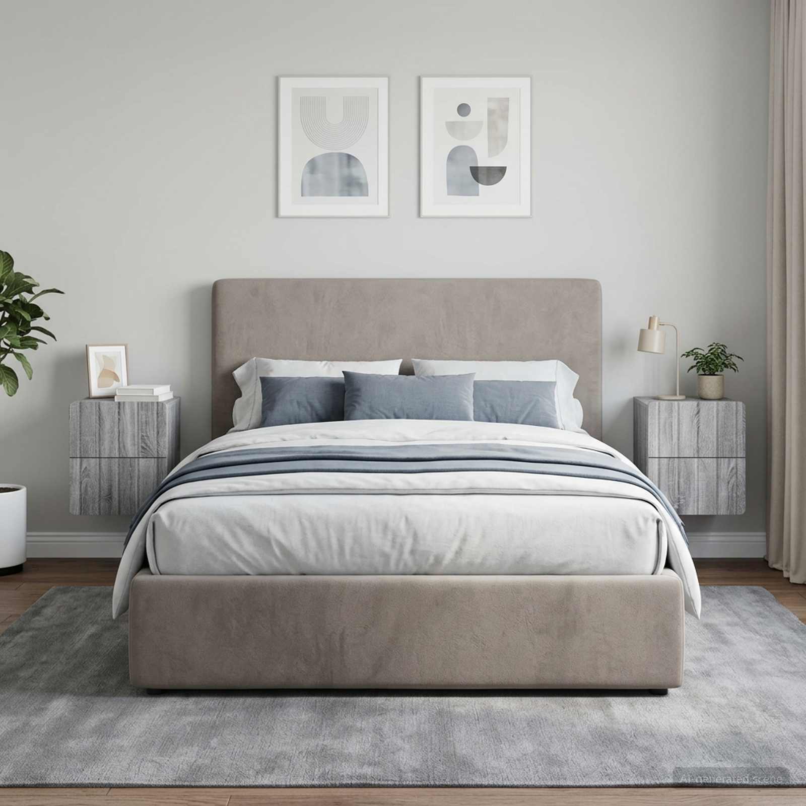 Wandmontierter Nachttisch 2 Stk. Sonoma-Grau 33 x 34,5 x 43 cm