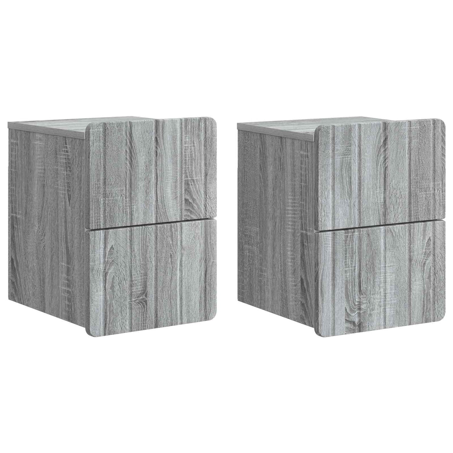 Wandmontierter Nachttisch 2 Stk. Sonoma-Grau 33 x 34,5 x 43 cm