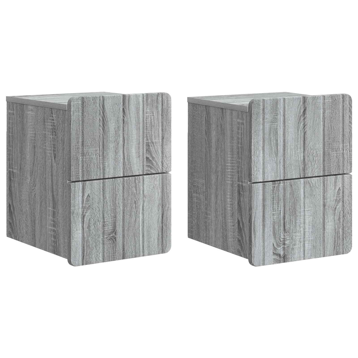 Wandmontierter Nachttisch 2 Stk. Sonoma-Grau 33 x 34,5 x 43 cm
