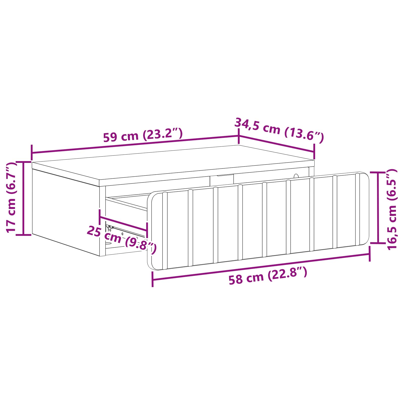 Wandmontierter Beistelltisch Betongrau 59 x 34,5 x 17 cm