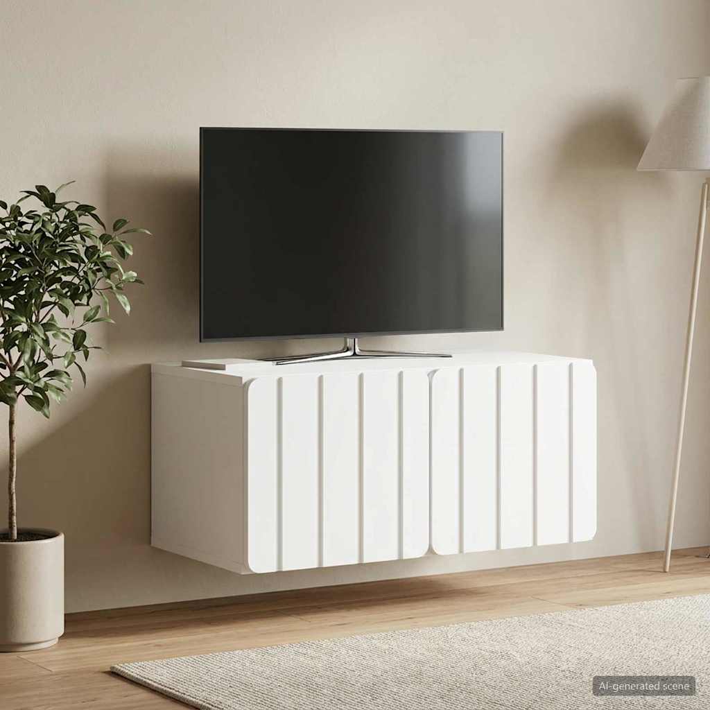 Wandmontierter TV-Schrank 59,5 x 41 x 30 cm Weiß Holzwerkstoff