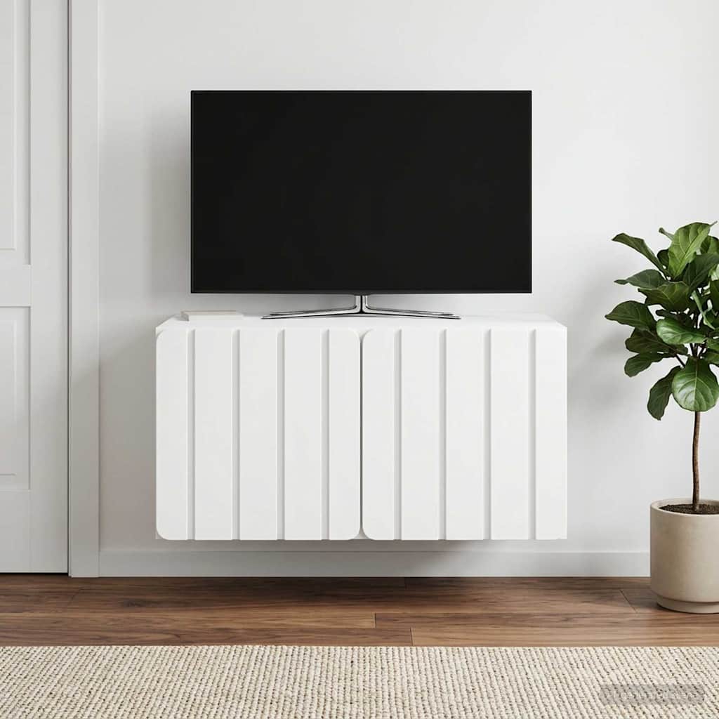 Wandmontierter TV-Schrank 59,5 x 41 x 30 cm Weiß Holzwerkstoff