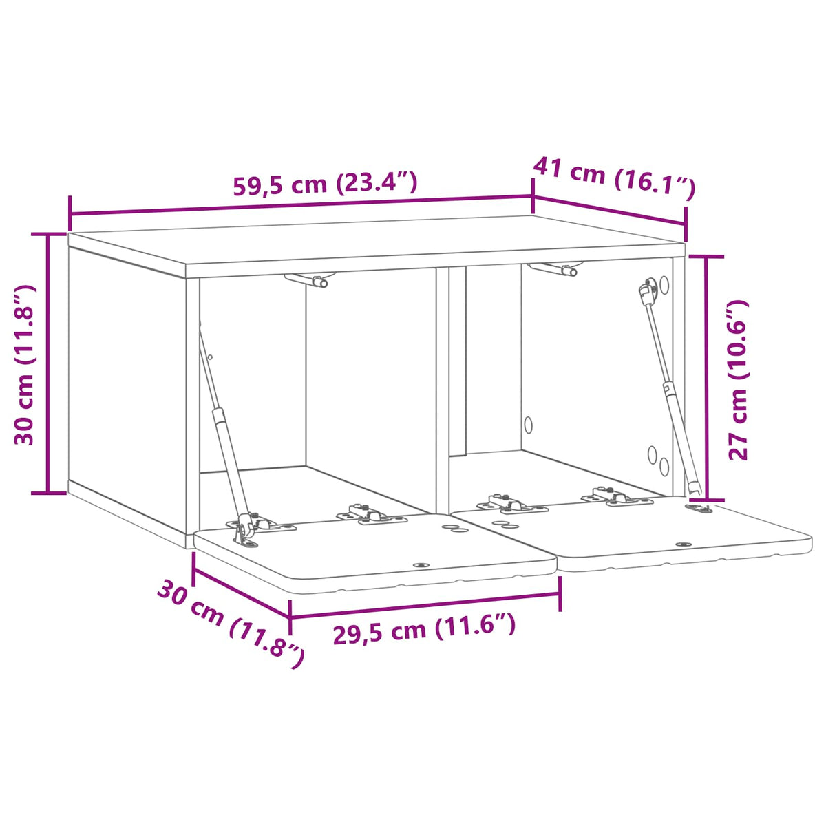Wandmontierter TV-Schrank 59,5 x 41 x 30 cm Artisan-Eiche