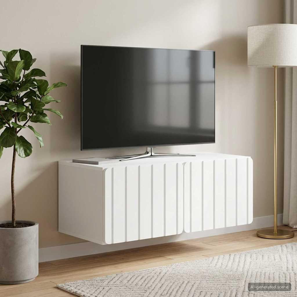 Wandmontierter TV-Schrank 78,5 x 41 x 30 cm Weiß Holzwerkstoff