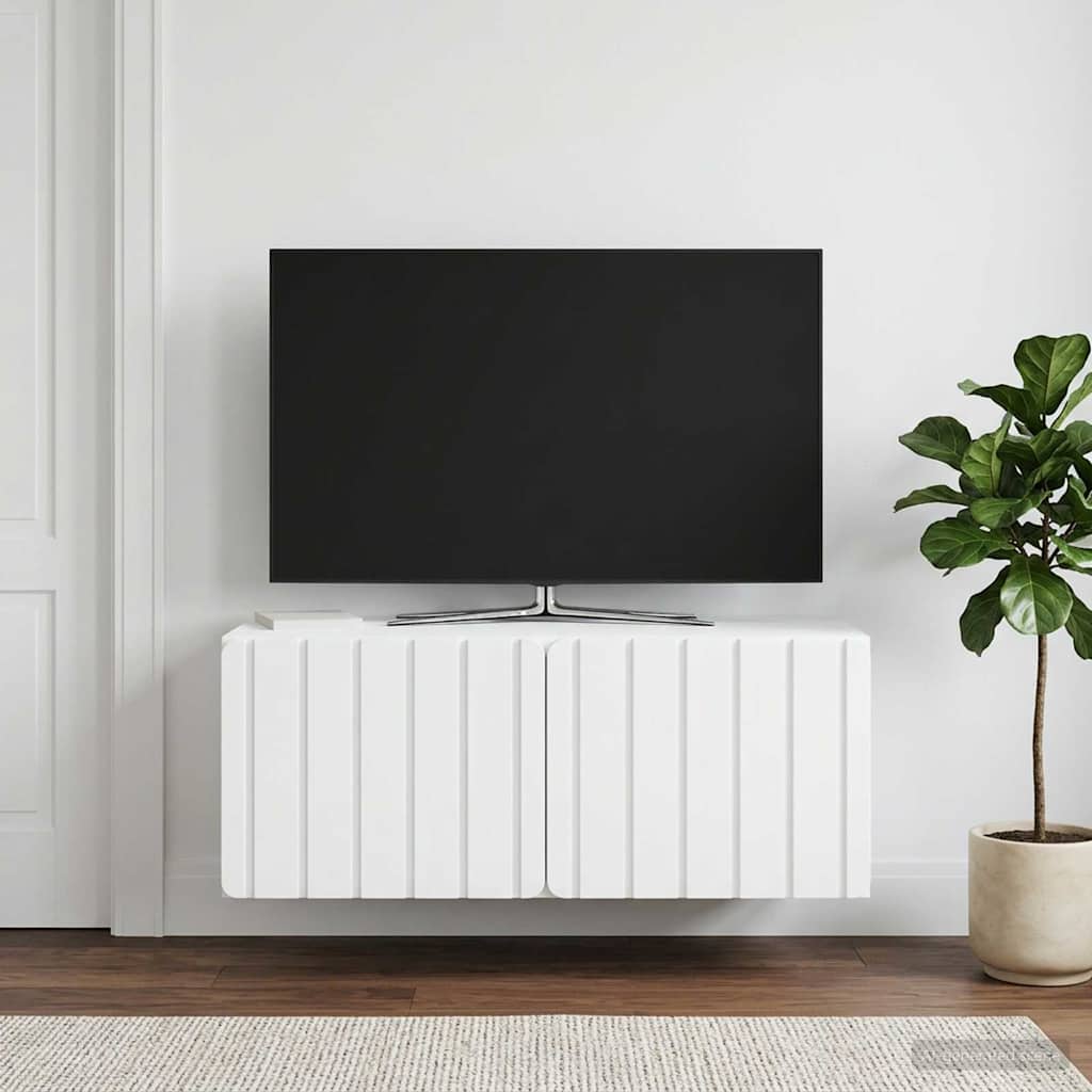 Wandmontierter TV-Schrank 78,5 x 41 x 30 cm Weiß Holzwerkstoff