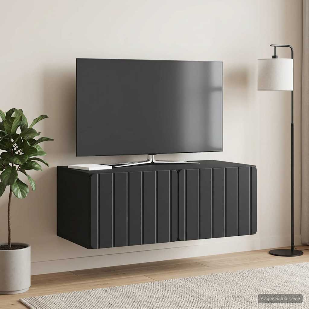Wandmontierter TV-Schrank 78,5 x 41 x 30 cm Schwarz
