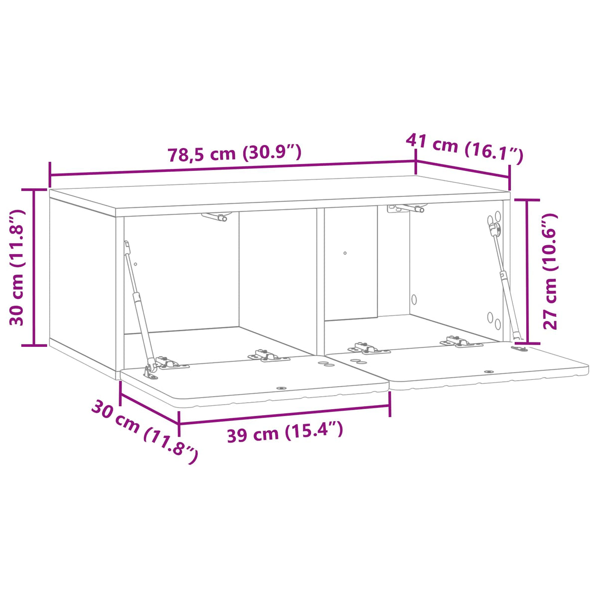 Wandmontierter TV-Schrank 78,5 x 41 x 30 cm Sonoma-Eiche