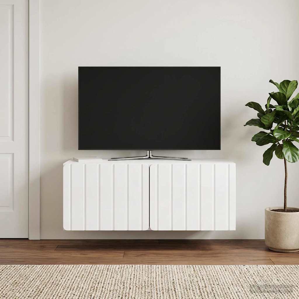 Wandmontierter TV-Schrank 78,5 x 41 x 30 cm Hochglanz Weiß