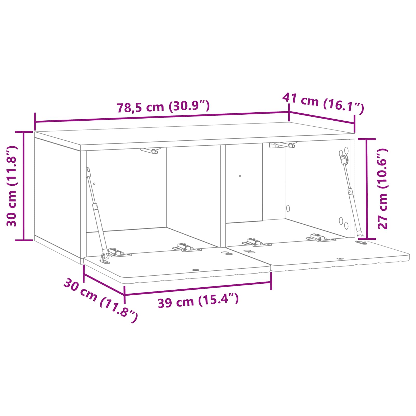 Wandmontierter TV-Schrank 78,5 x 41 x 30 cm Artisan-Eiche