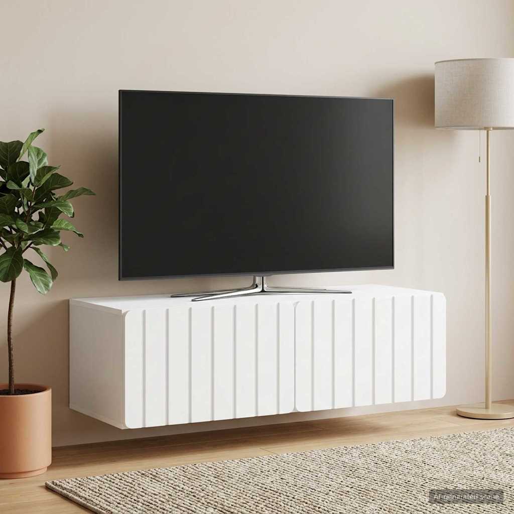Wandmontierter TV-Schrank 98 x 41 x 30 cm Weiß Holzwerkstoff