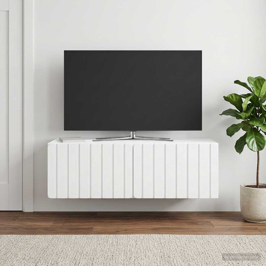 Wandmontierter TV-Schrank 98 x 41 x 30 cm Weiß Holzwerkstoff