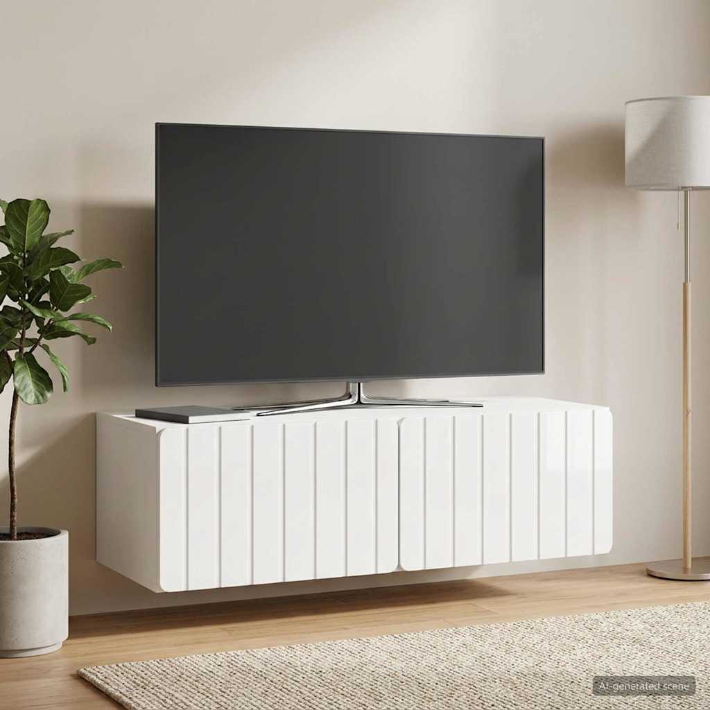 Wandmontierter TV-Schrank 98 x 41 x 30 cm Hochglanz Weiß