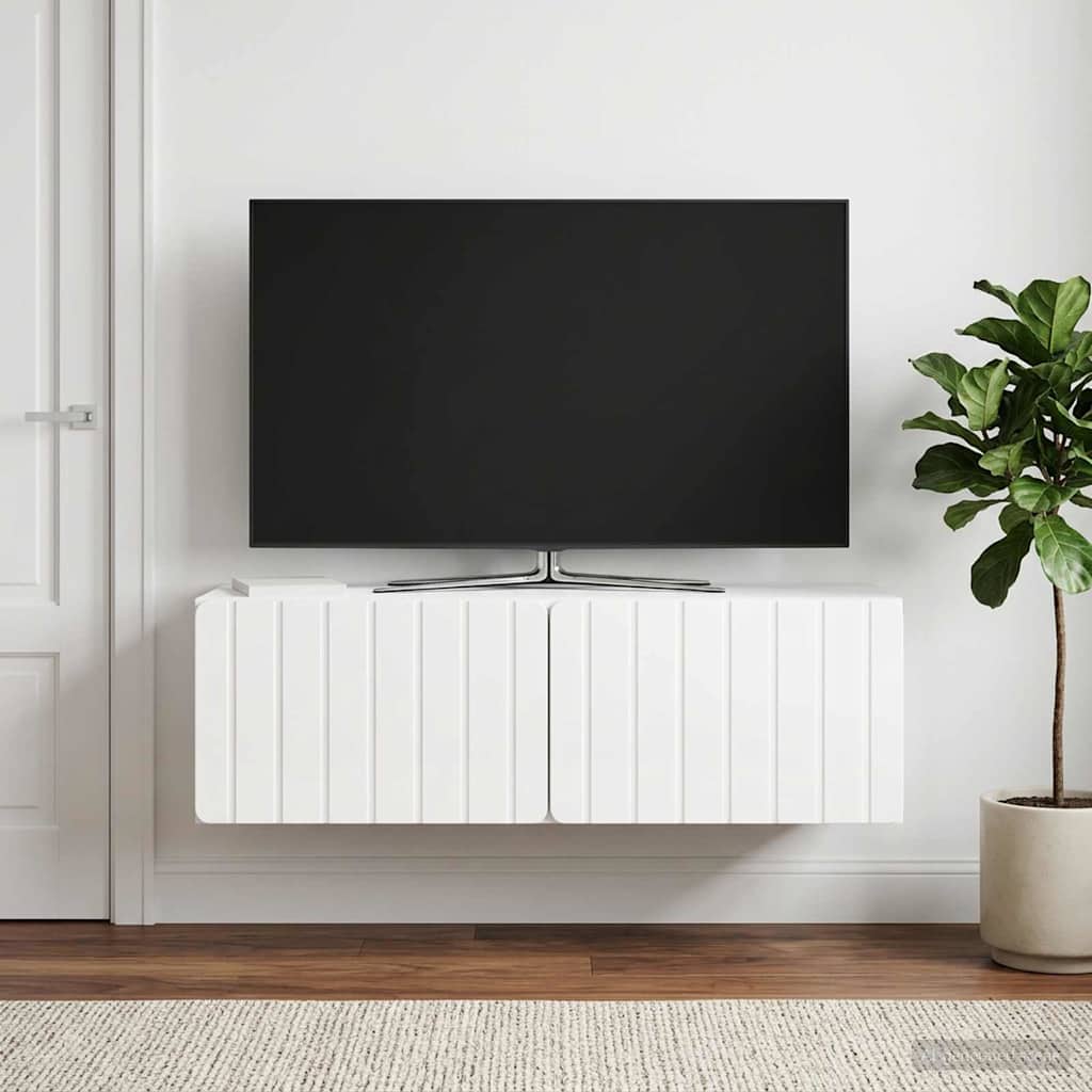 Wandmontierter TV-Schrank 98 x 41 x 30 cm Hochglanz Weiß