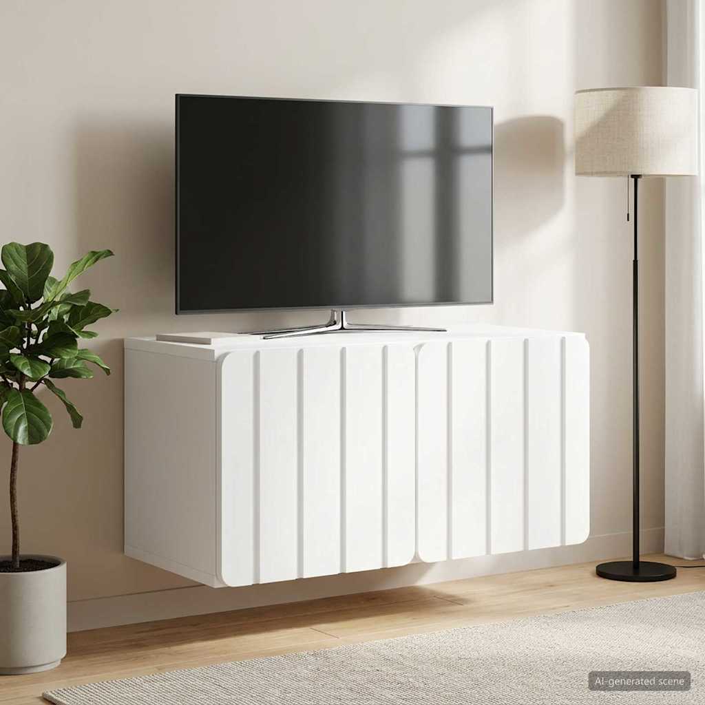 Wandmontierter TV-Schrank 59,5 x 31 x 30 cm Weiß Holzwerkstoff