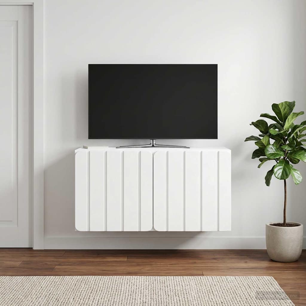 Wandmontierter TV-Schrank 59,5 x 31 x 30 cm Weiß Holzwerkstoff