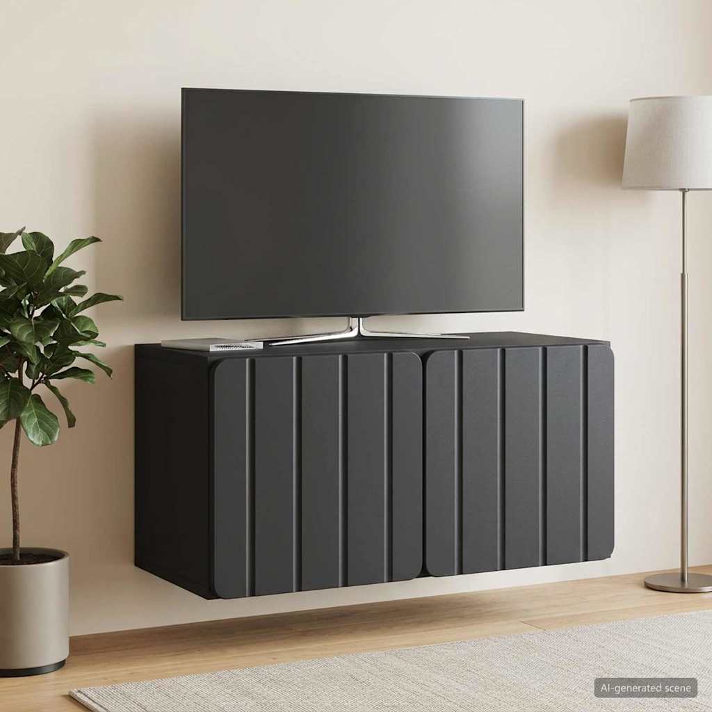 Wandmontierter TV-Schrank 59,5 x 31 x 30 cm Schwarz