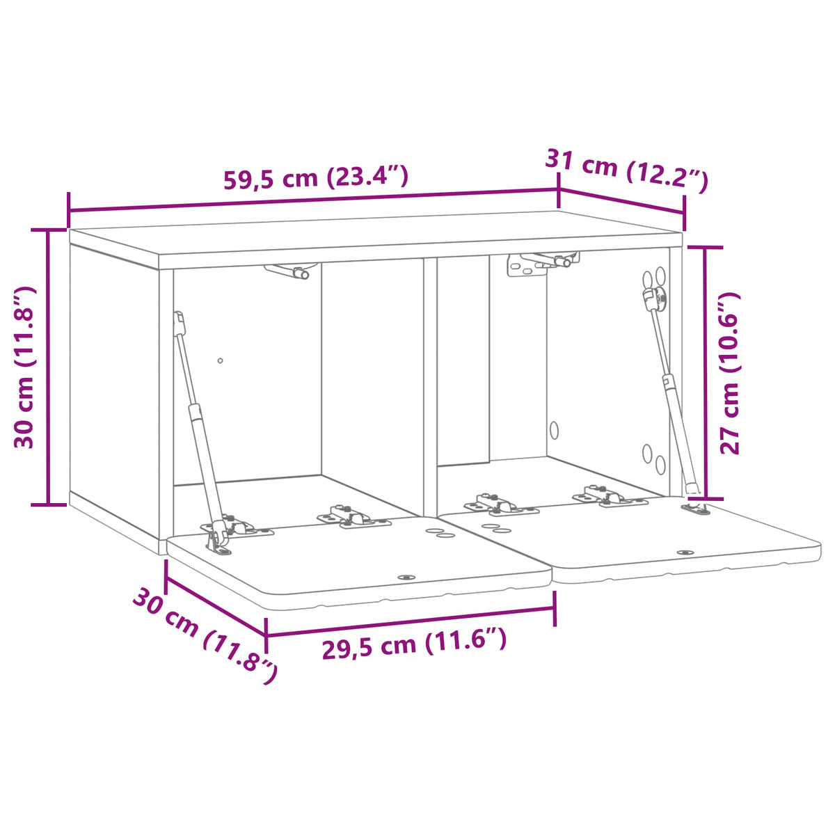 Wandmontierter TV-Schrank 59,5 x 31 x 30 cm Sonoma-Eiche