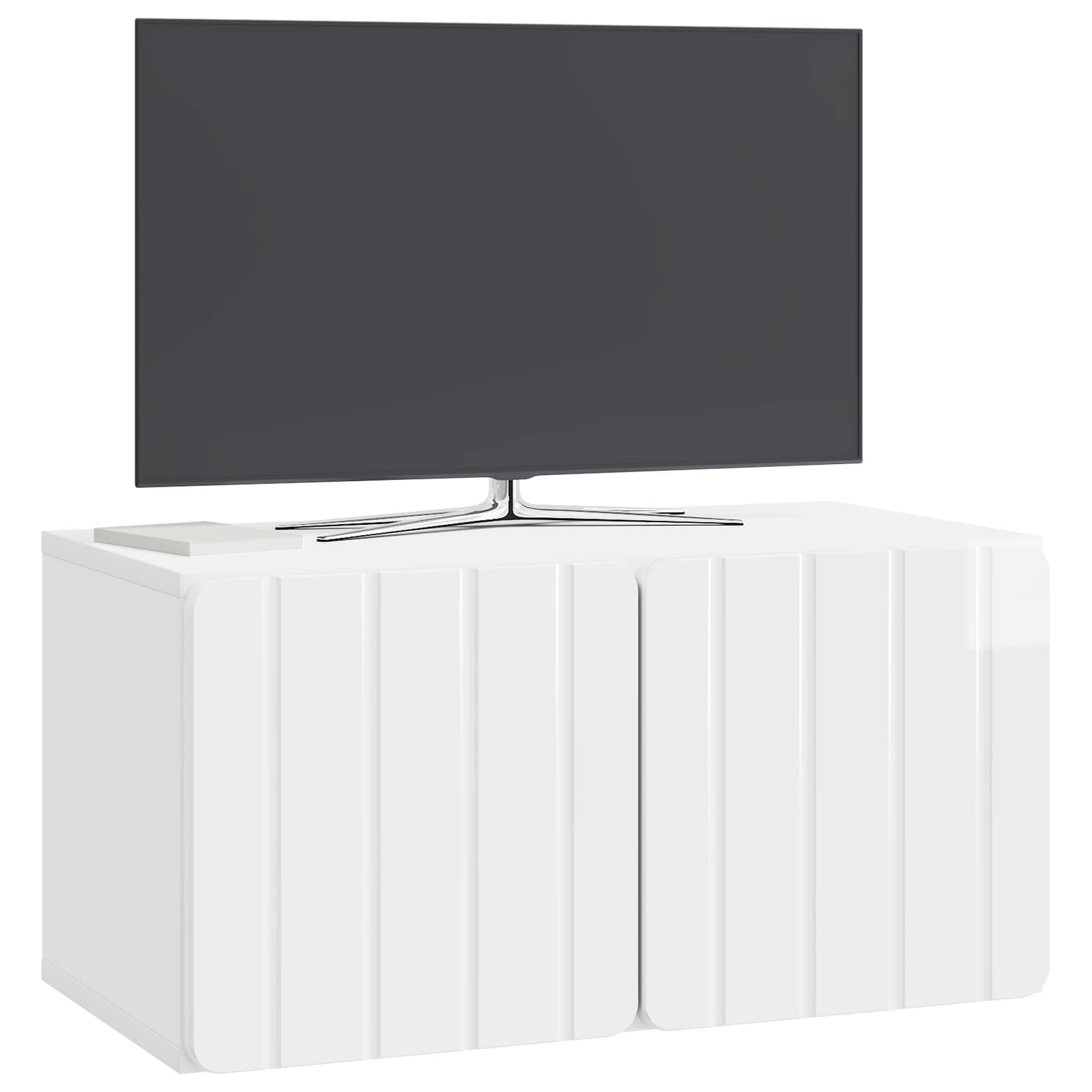 Wandmontierter TV-Schrank 59,5 x 31 x 30 cm Hochglanz Weiß