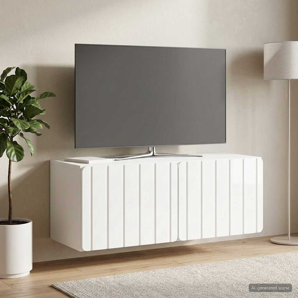 Wandmontierter TV-Schrank 78,5 x 31 x 30 cm Hochglanz Weiß