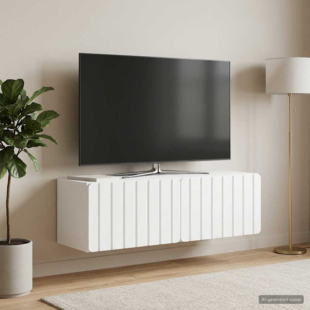 Wandmontierter TV-Schrank 98 x 31 x 30 cm Weiß Holzwerkstoff